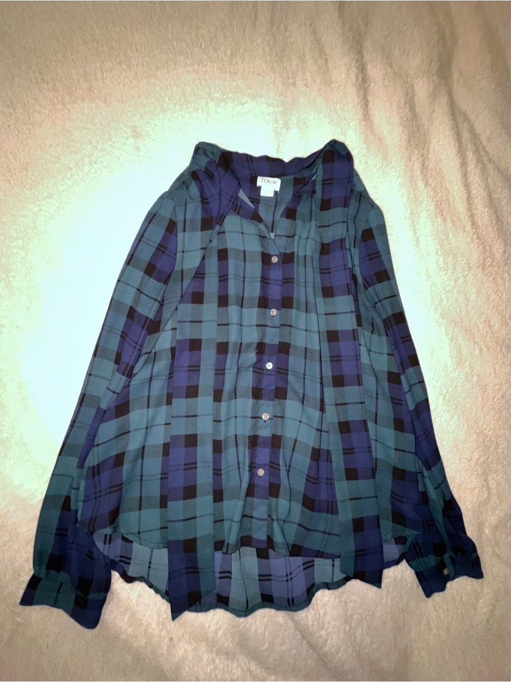 J. Crew Blue and Green Plaid Button-Down Shirt